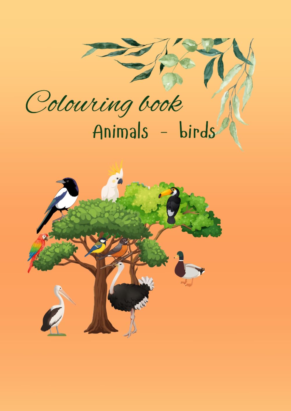 Animals birds: colouring book