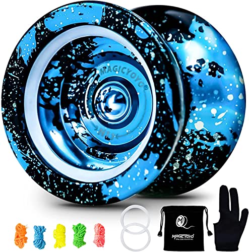 MAGICIYOYO N11 Yoyo Professionelle Nicht reagierende Trick JoJo für Anfänger mit 5 Saiten & Taschen & Handschuhen, Aluminiumlegierung Cover