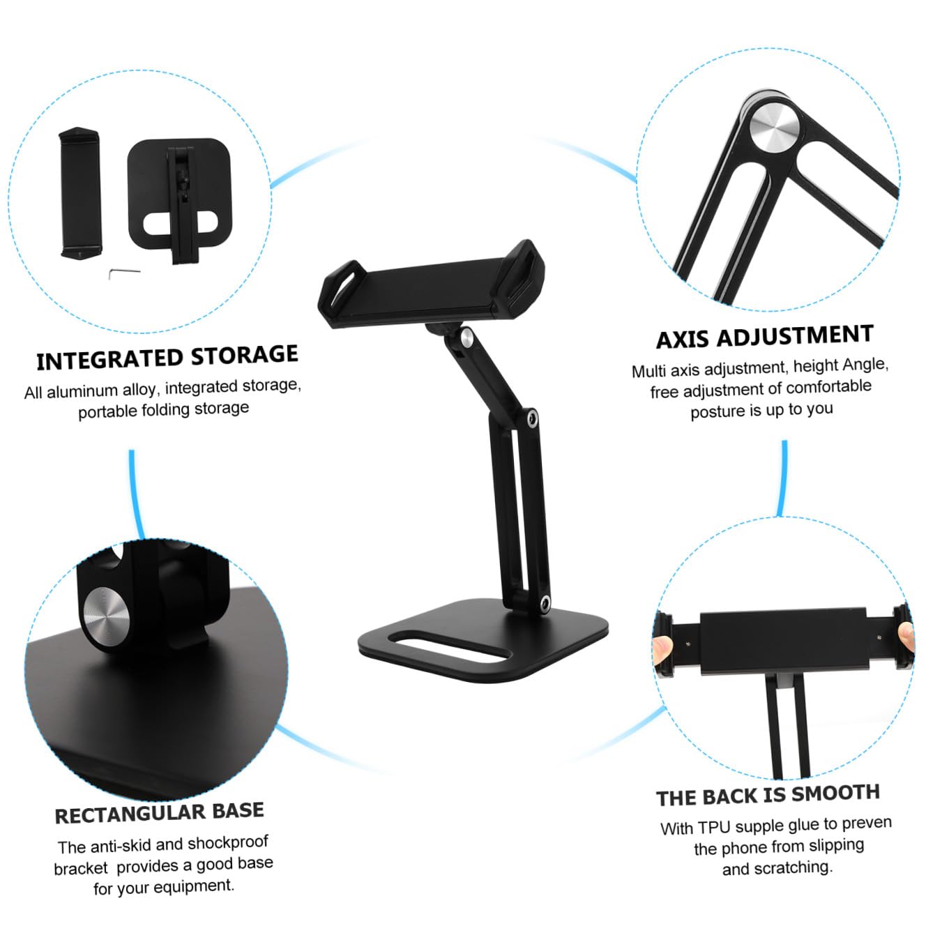 Angoily 1pezzi Supporto per Telefono da Scrivania Regolabile con Fissaggio Tablet Antiscivolo Stabile per Telefoni Cellulari Tablet