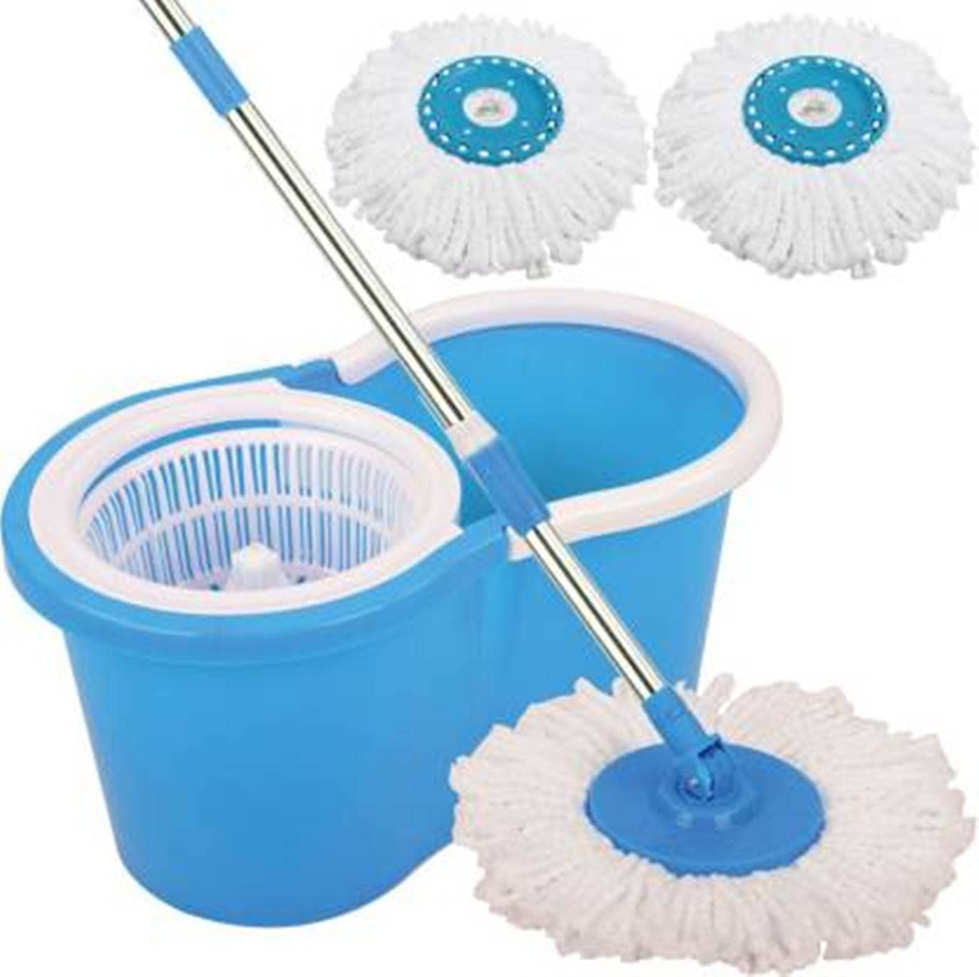 WHITE CHERRY Elegant Blue 360� Bucket Spin MOP Set, Easy Wheels & Big Bucket with 2 Micro-Fibers Refills, Cleaning Wipe, Bucket, Dustbin in Blue Color for Floor Cleaning (B09V85B4VW) Amazon Price History, Amazon Price Tracker