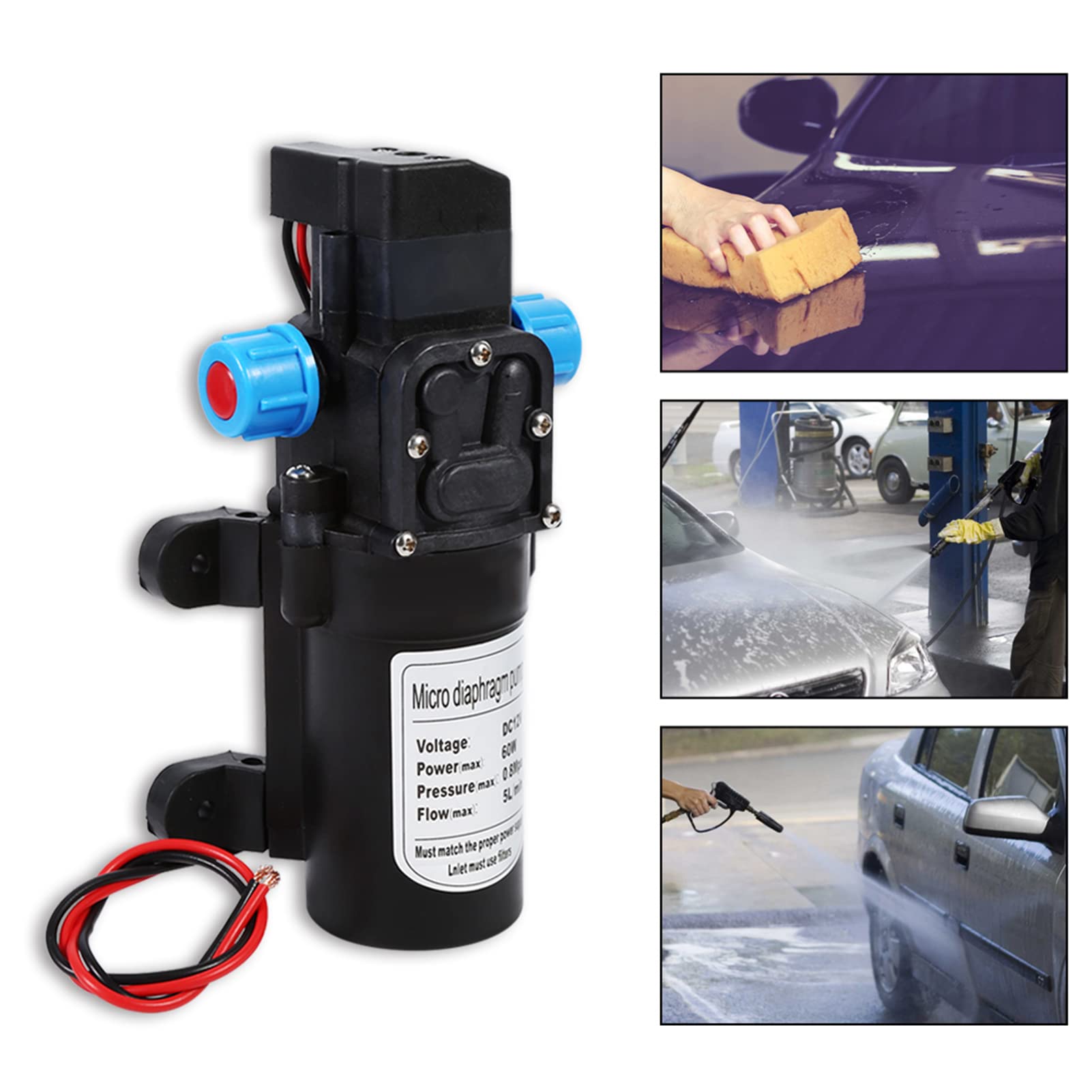 Pompa Acqua 12v Alta Pressione - 5L/min 116Psi Pompe Dell'Acqua DC 12V Ad Alta Pressione Barca da Campeggio per Roulotte Autoadescante Giardino