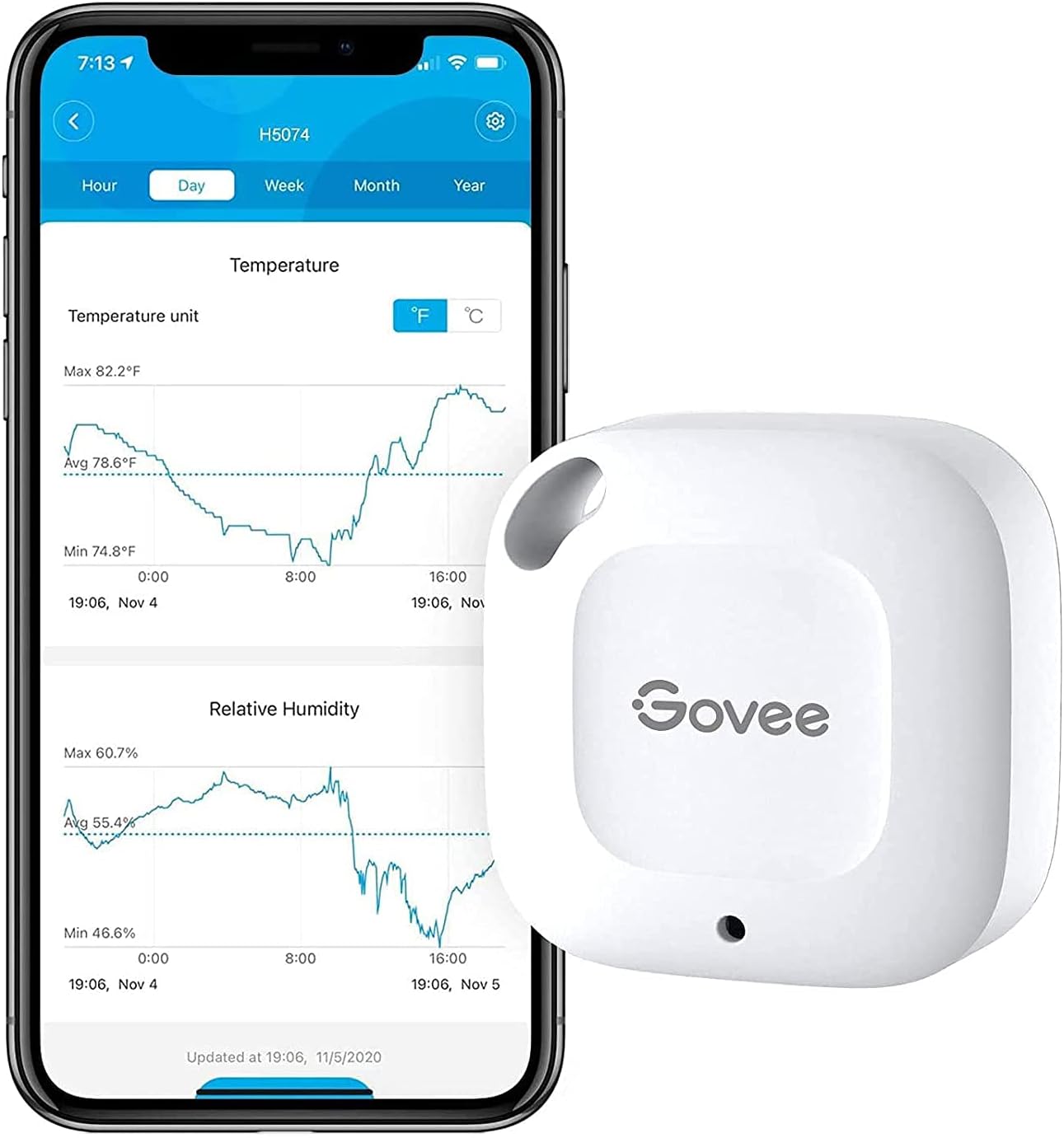 Govee Bluetooth Thermometer, Hygrometer, Mini Accurate Humidity and Temperature Sensor with Data Storage Export for iOS/Android for House Wine Living Room Baby Room