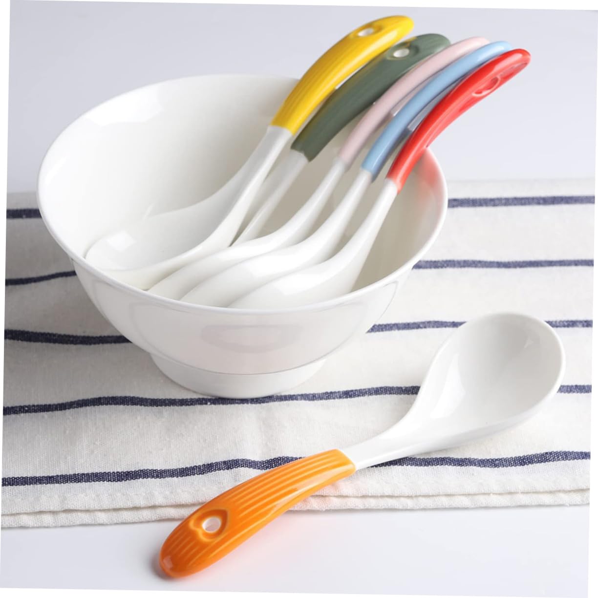 Lot de 6 Cuillères à Soupe en Céramique pour Maison et Restaurant