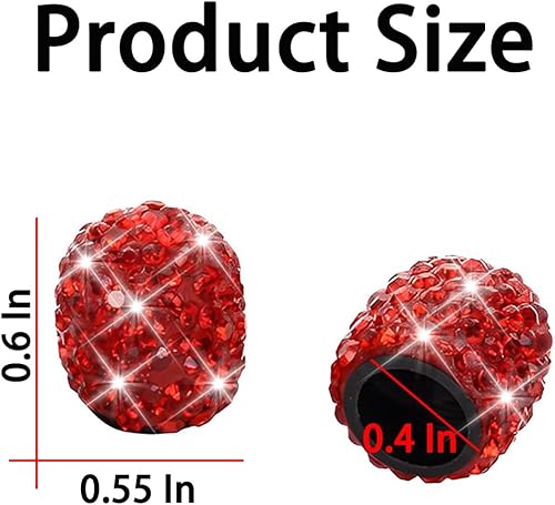 Miniatura 8 de Tapas de vástago de válvula de neumático de automóvil, 4 piezas con diamantes de imitación de cristal, tapas de aire de rueda de vehículo,