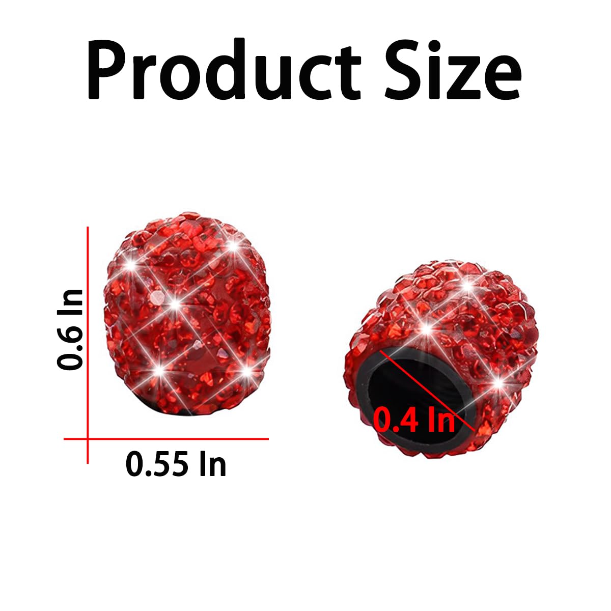 Bling Car Tire Valve Stem Caps 4PCS Crystal Rhinestone Auto Tire Valves Protective Cover Dustproof Vehicle Wheel Air — view 2