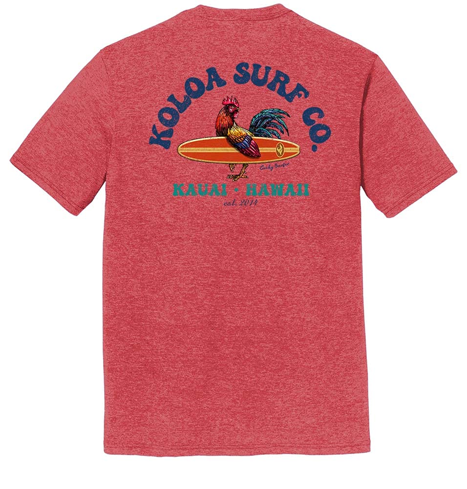 Koloa Surf Company Men's Cocky Surfer Logo Tri-Blend Comfort T-Shirts-XL-RedFrost/c