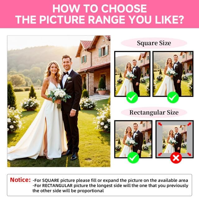 Rainsar Custom Diamond Painting Kit, Personalized 5D Diamond Art from Photo, DIY 5D Full Drill Crystal Rhinestone with Complete Tools, Wedding Anniversary Valentine's Day Gift, 50x60cm