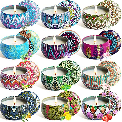 YIIA Fruity Scented Candles Gift Set, Natural Soy Wax Travel Tin Candle Stress
