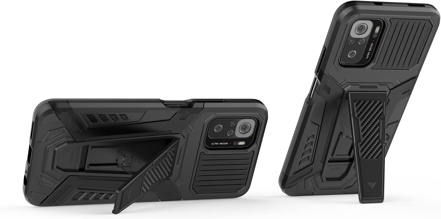 YEMENGHUA Protective Phone Shell for Xiaomi Redmi Note 10 4G Mobile Phone Case, Smartphone Case, Shockproof Bracket Mobile Phone Case Suitable for Xiaomi Redmi Note 10 4G(Cool Black) image 4