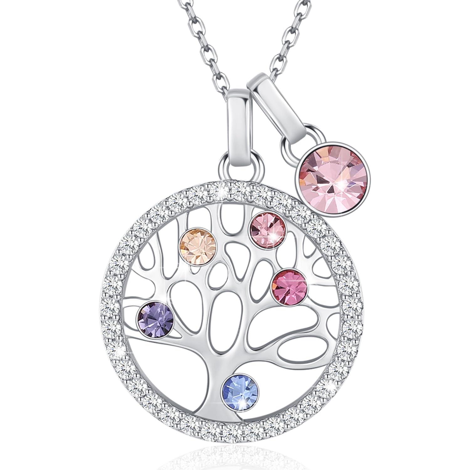 LEKANI Collana Albero della Vita con Cristalli di Austria Collana Donna Gioielli in Argento 925, Idee Regalo Donna Originale per Lei Moglie Festa della Mamma Anniversario Regalo Natale Valentin's Day