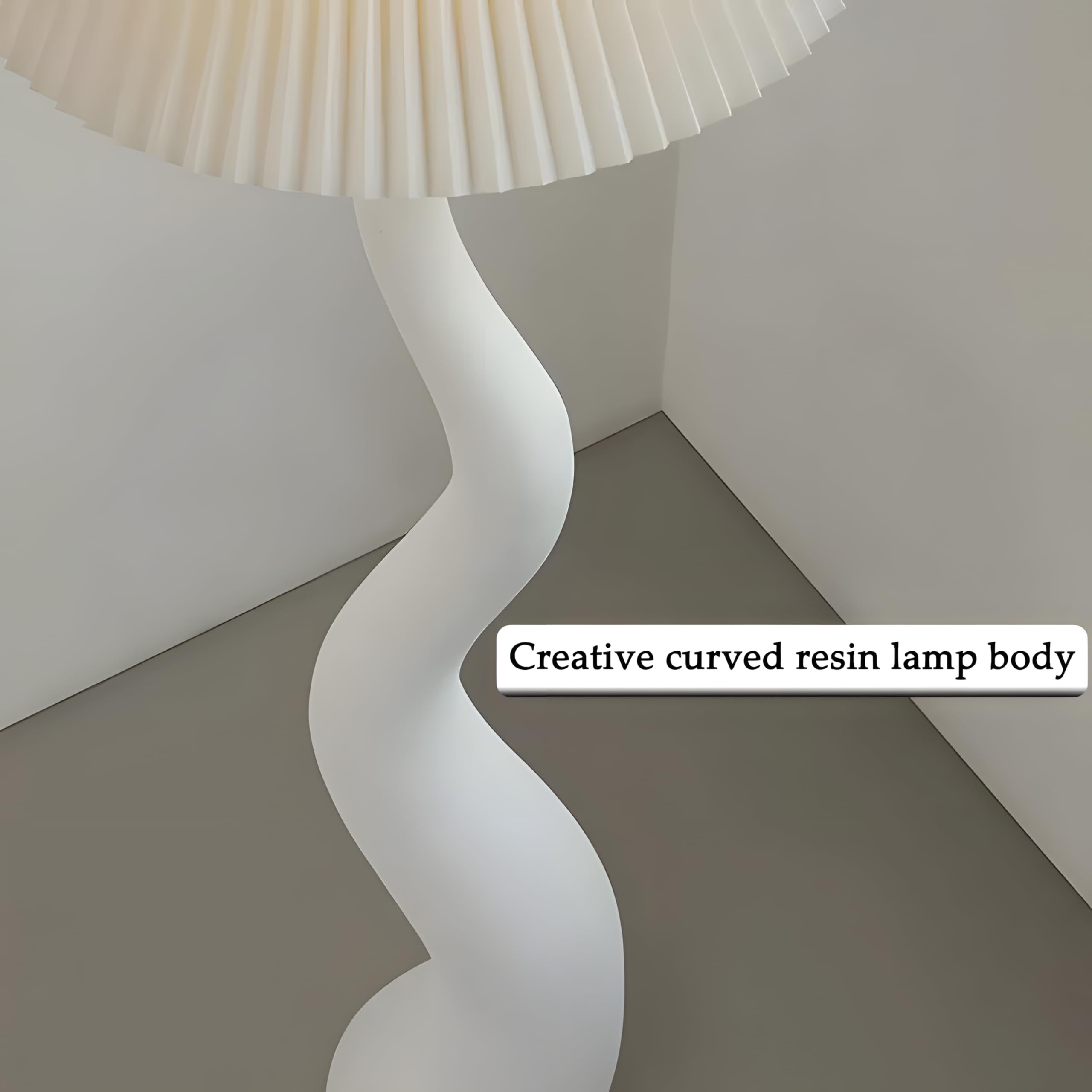 Lampada da Terra Moderna in Stile Art Déco Bianca per Soggiorno, 64,96 Pollici, lampade da Terra Alte con Interruttore a Pedale e Paralume Plissettato, Luce LED in Resina Bianca PE