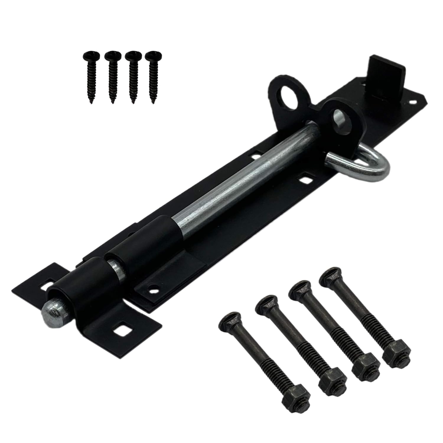 Garden Mile 1pc Black Bolt Lock For Shed Gates Doors 8" / 200mm Sliding Brenton Bolts Gate Bolts For Wooden Gates Heavy Duty Locking Black Door Bolt Weatherproof Bolts For Doors And Sheds