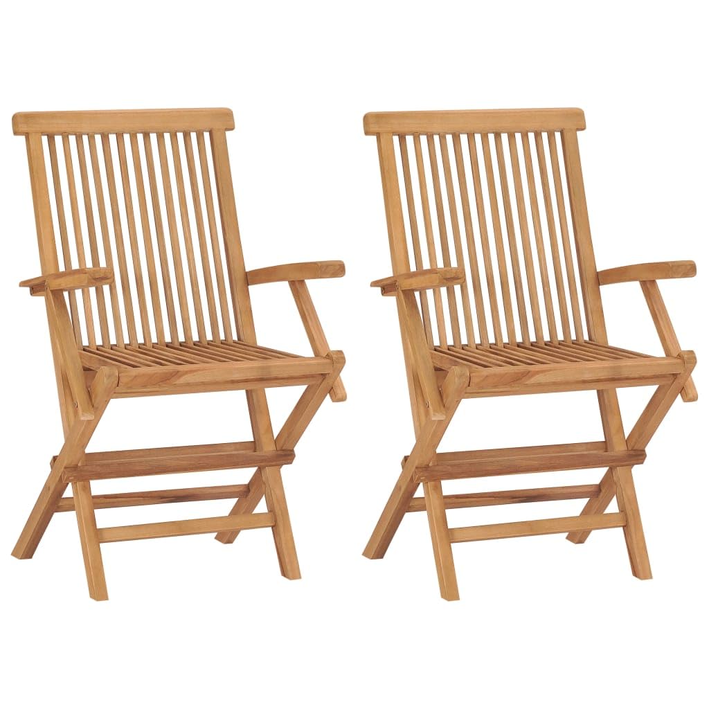 2x Solid Teak Wood Folding Garden Chairs Outdoor Patio Furniture Seat