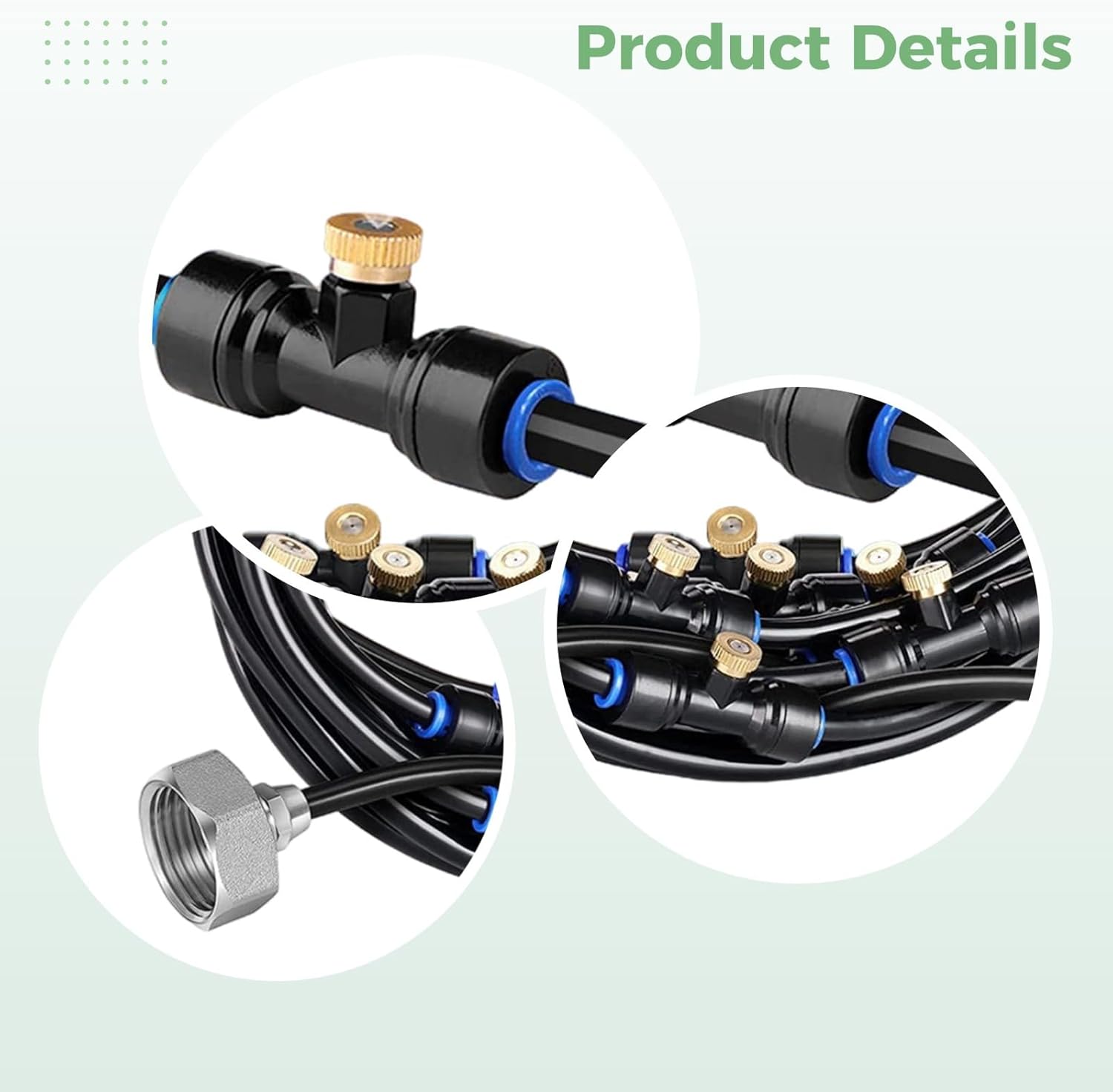 18 Meters Misting Cooling System for Outside, 26 Brass Nozzle Kit, 59 Ft Patio Mist, Pe Tubing and Accessories