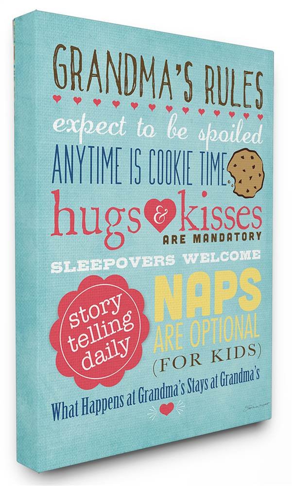 Stupell Industries Grandma's Rules with Icons Oversized Stretched Canvas Wall Art, 24 x 1.5 x 30, Multi-Color