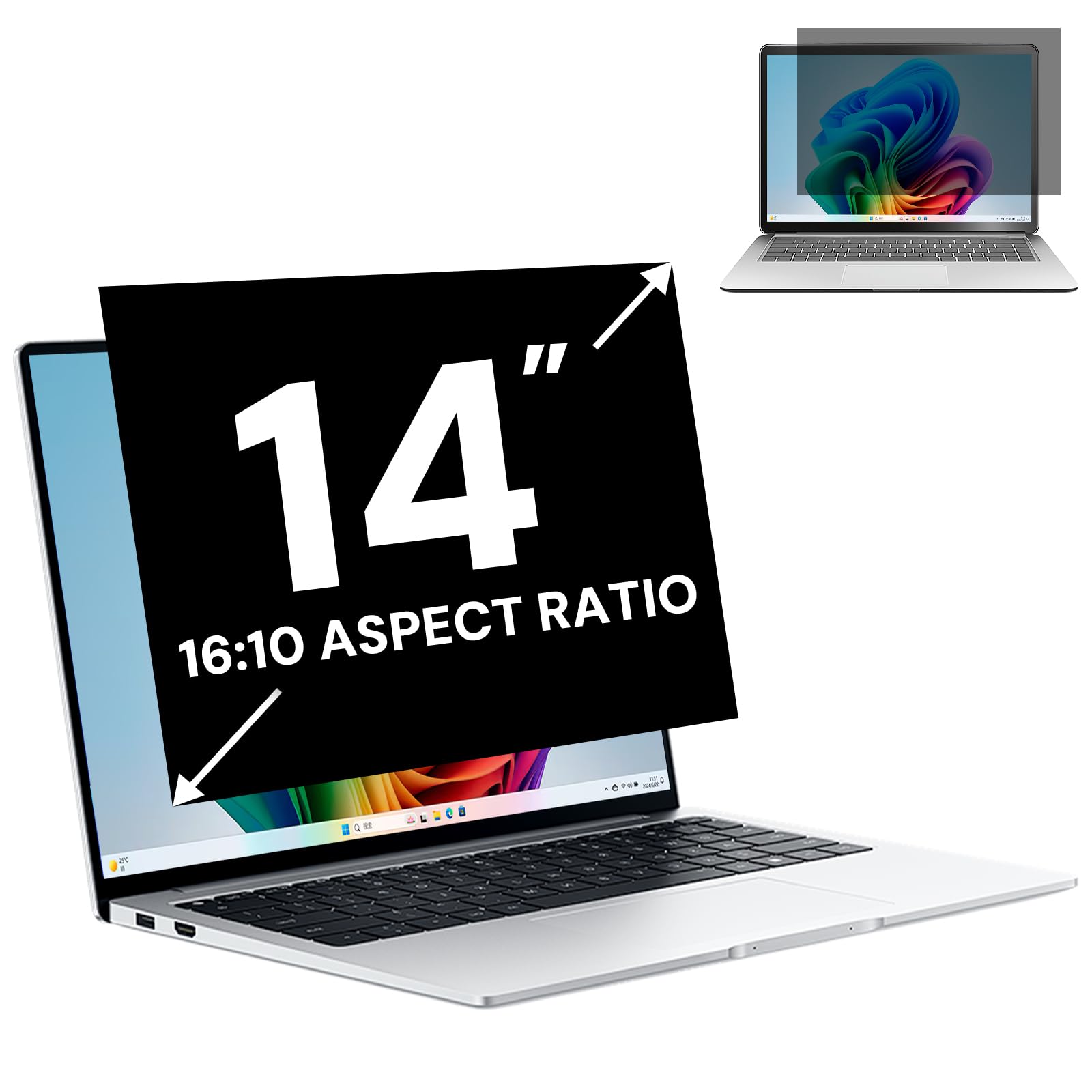 Pellicola protettiva per laptop 14 pollici, 16:10, filtro privacy e protezione antiriflesso, filtro luce blu, rimovibile