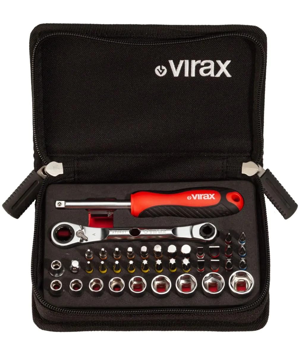 VIRAX Set di 41 chiavi a bussola, 1/4", con set di punte colorate