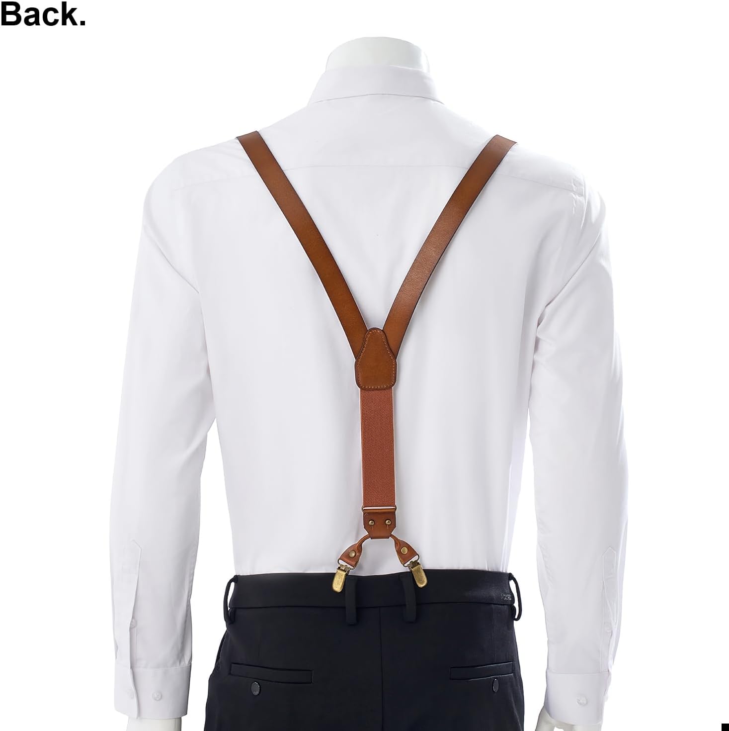 UPSONG Leather Suspenders for Men Adjustable Braces with 4 Strong Clips Perfect For Both Casual&Formal - Image 3