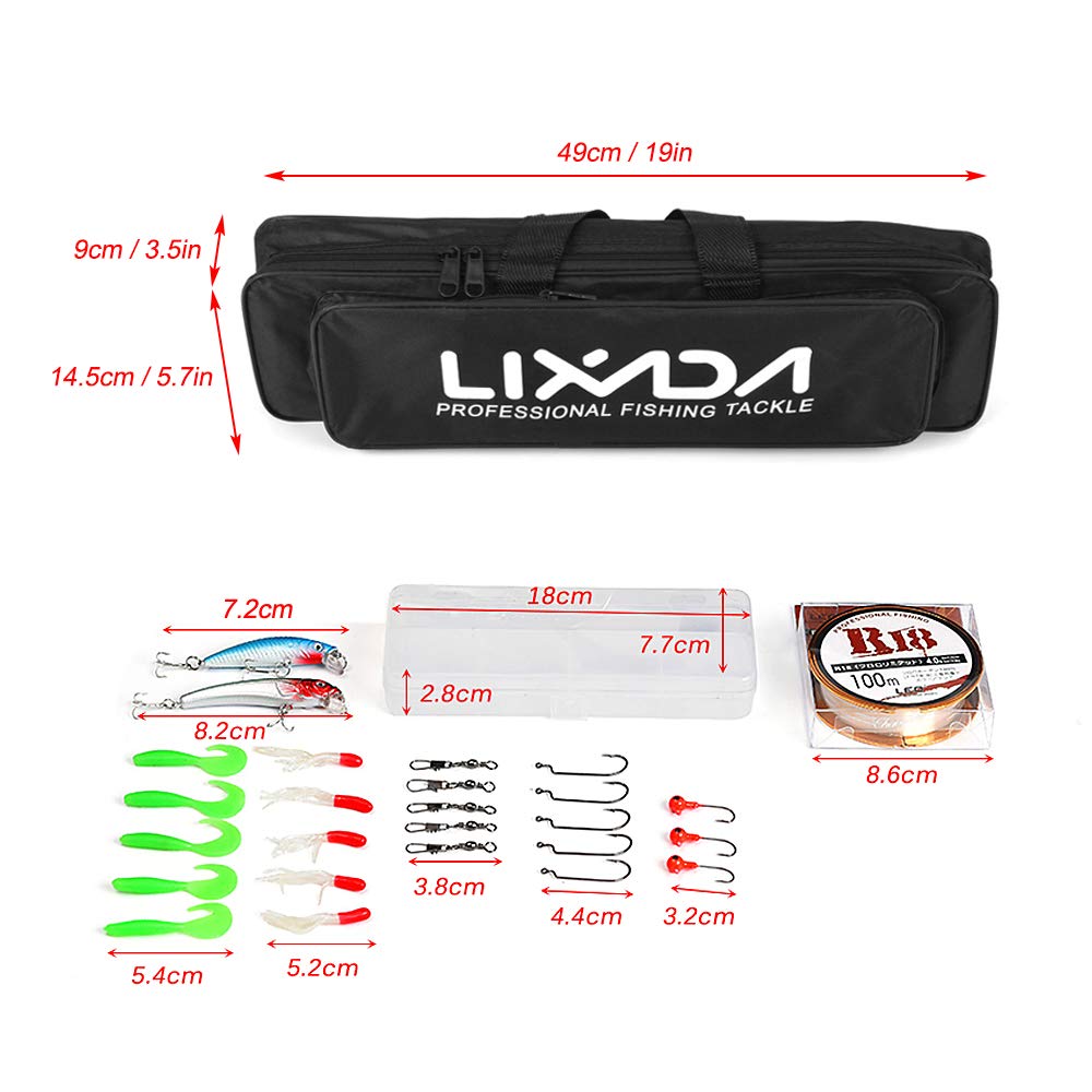 Domary Kit Combinato Canna da Pesca Telescopica in Fibra di Carbonio con