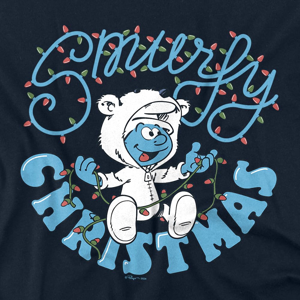 Smurfs Smurfy Christmas with Baby Smurf Unisex Adult Tank Top, Navy, Small