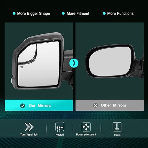 Miniatura 2 de SCITOO Espejos de remolque Accesorios exteriores Espejos aptos para Ford 2015-2018 para Ford F150 con señal de giro calentada eléctrica izquierda y