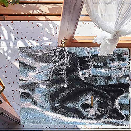 Zfflyh Large Latch Hook Kits For Adults Rug, 3D Tapestry Yarn Needlework Cushion Making Crafts, Snow Wolf (43X34.5Inch/109X88Cm) #TOP4