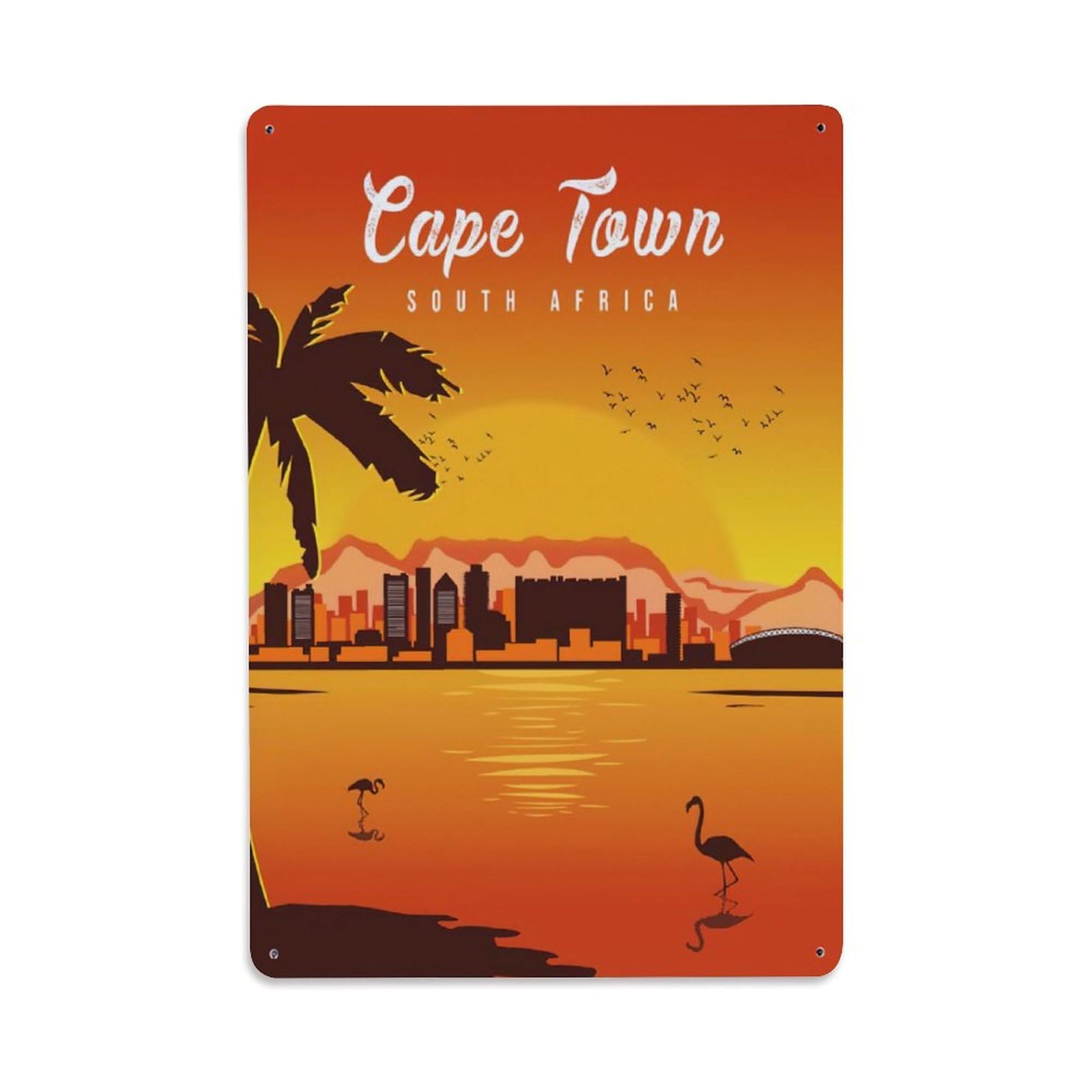 Vintage Travel Poster SOUTH AFRICA Cape Town Metal Tin Sign Wall Decor for Cafe, Club, Garden Metal Poster 8x12Inch