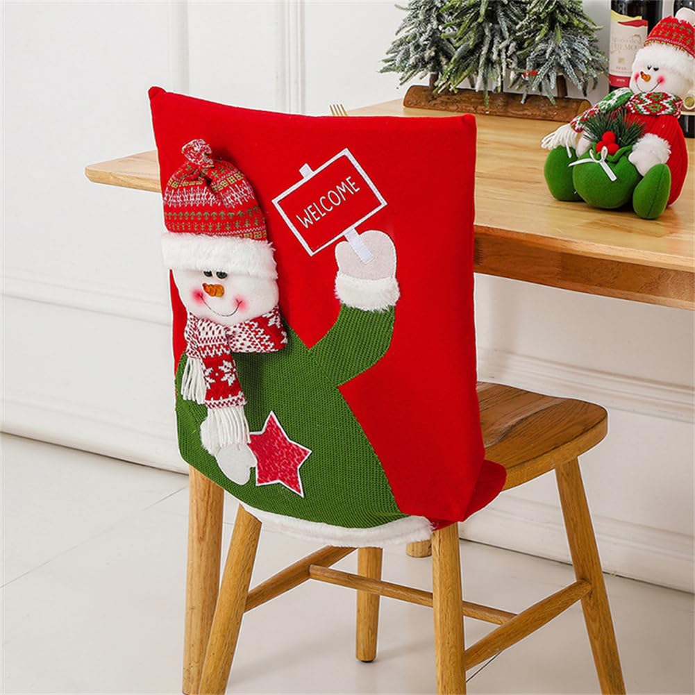 Fundas para Sillas Navideñas, 2/4/6 Piezas Fundas para Sillas de Comedor de Decoración de Navidad, Suave Fundas Protectoras Sillas de Cocina de Navidad (4 Piezas,Xmas)