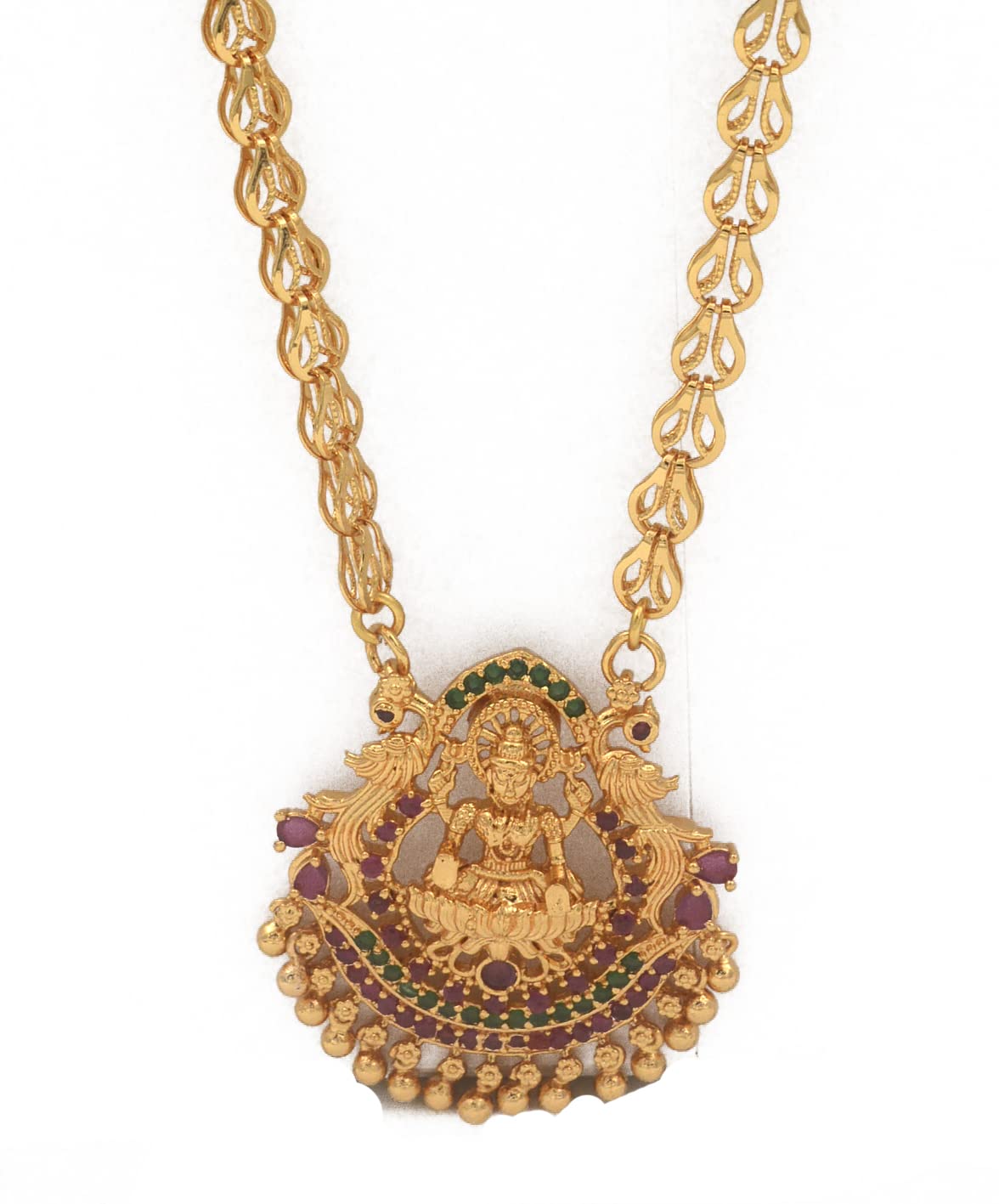 Traditional Laxmi pendant necklace Medium length 20" inches Length One Gram Gold Plated For Women and Girls No.1045-image-20