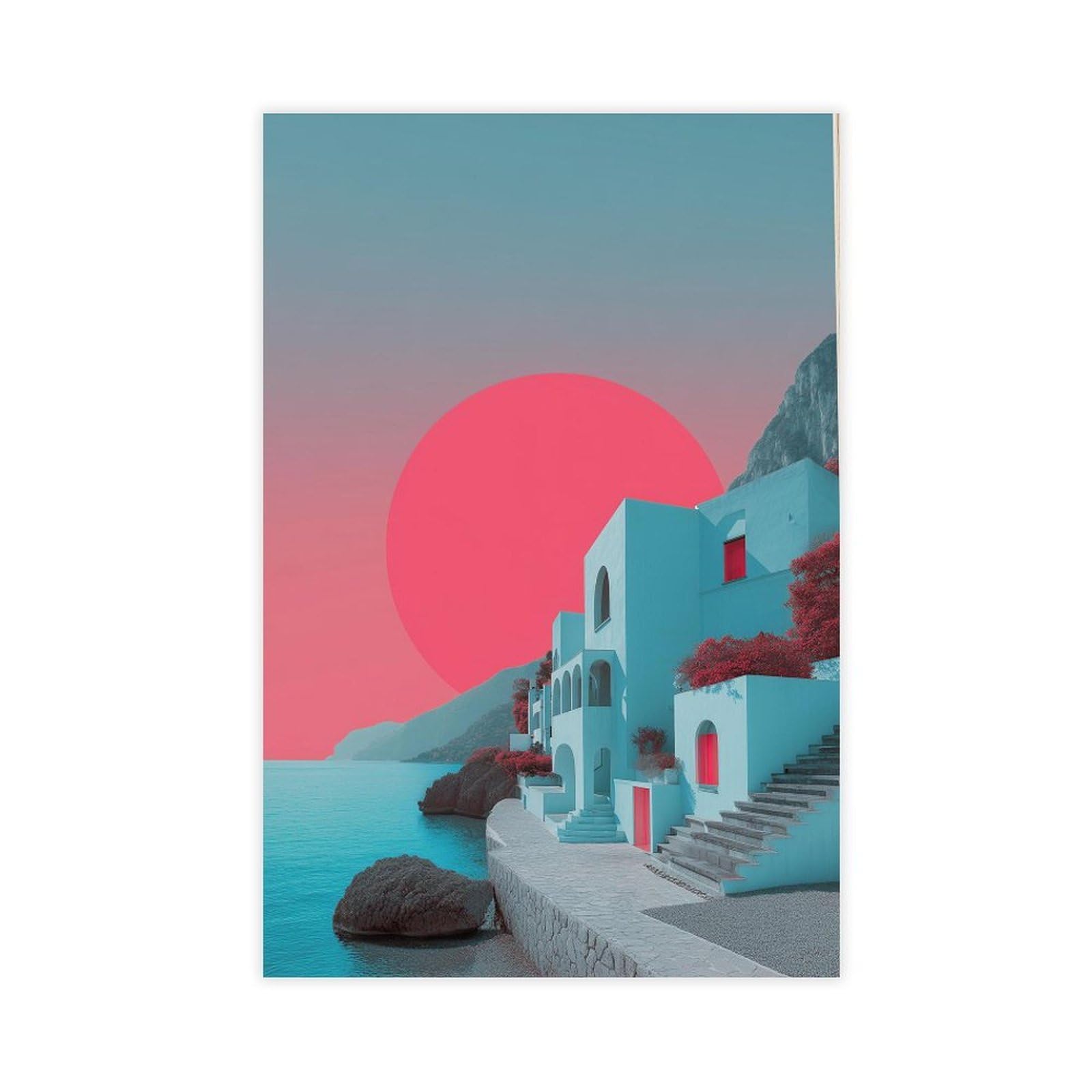 Flamint Mediterranean Oil Canvas Poster for Living Room Decor Gift