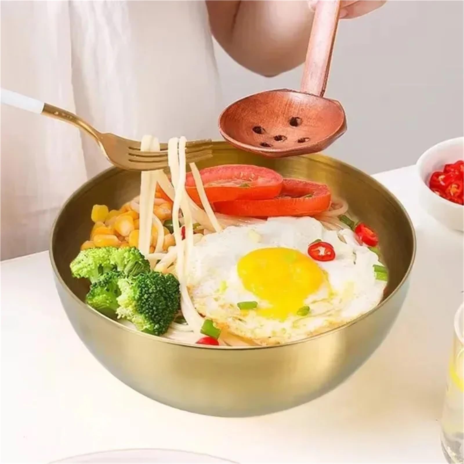 Ensaladeras de acero inoxidable | Multicolor, 1, 2, 3, 5 piezas, Preparación de comidas, Ensalada, Fruta, Pasta, Sopa, Hornear: Cocina casera(Silver,5PCS)