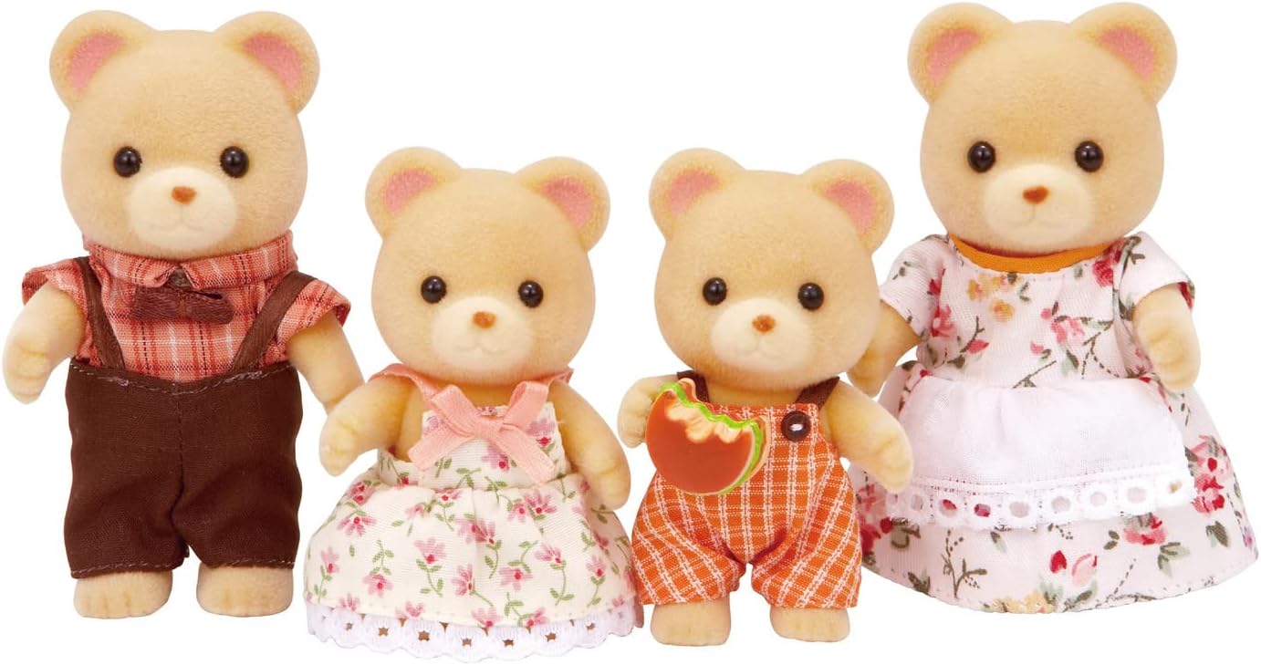 Calico Critters Cuddle Bear Family, Dolls, Dollhouse Figures, Collectible Toys 4 Count