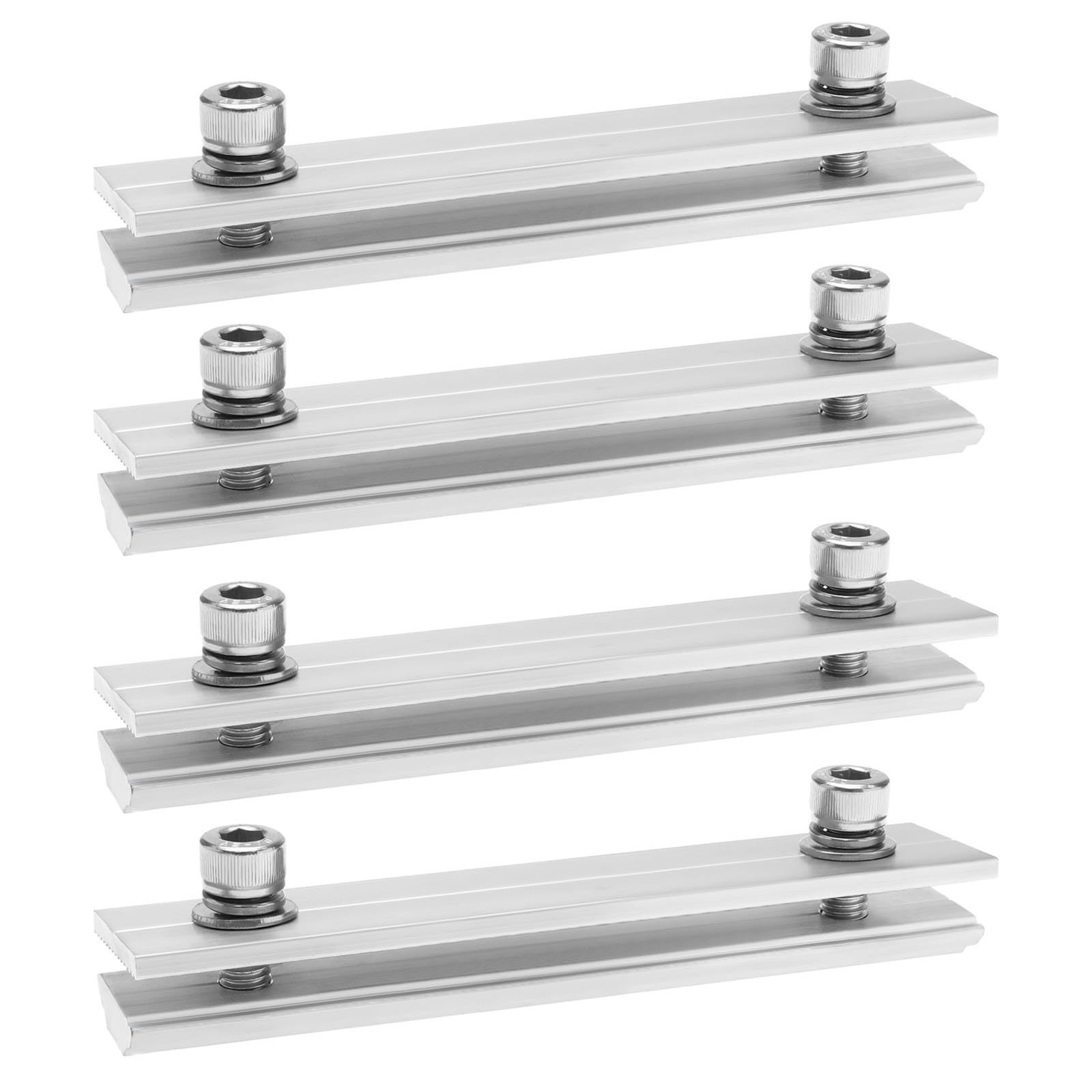 SG Store 4Pcs Solar Panel Rail Profile Connector Aluminium Mounting Rail Connectors Solar Panel Mounting Kit Solar Panel Accessories 14x3cm