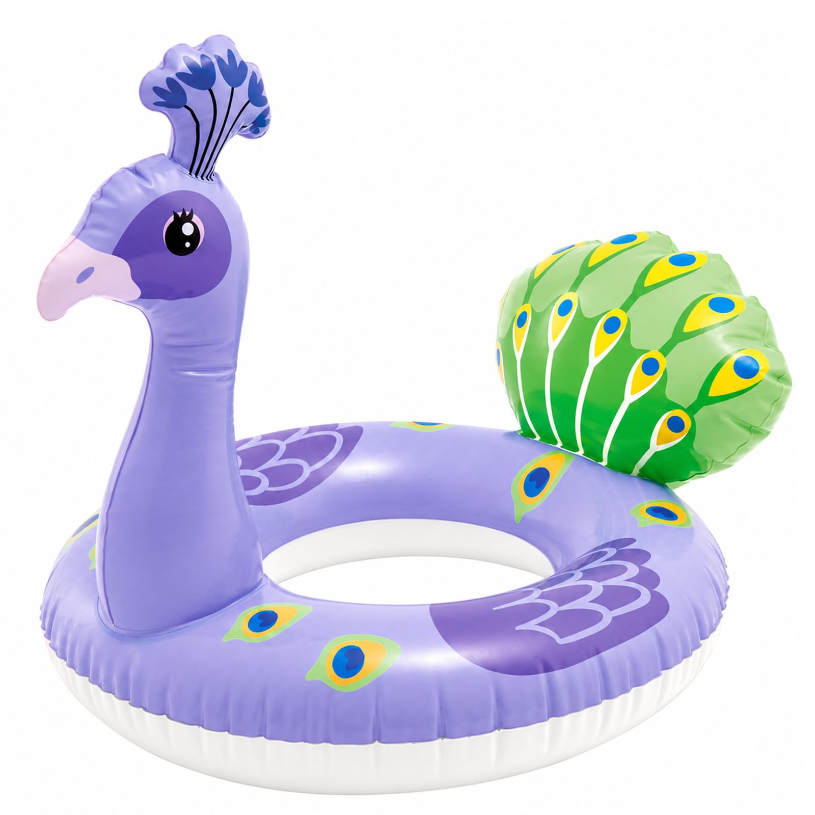 HOMAVEL Inflatable Swim Ring Summer Pool Floats – 55cm/58cm/76cm/91cm Swim Tube for Beach, Summer Water Party, Adult Swim Ring for Family Swimming Pool Fun (Peacock-58cm)