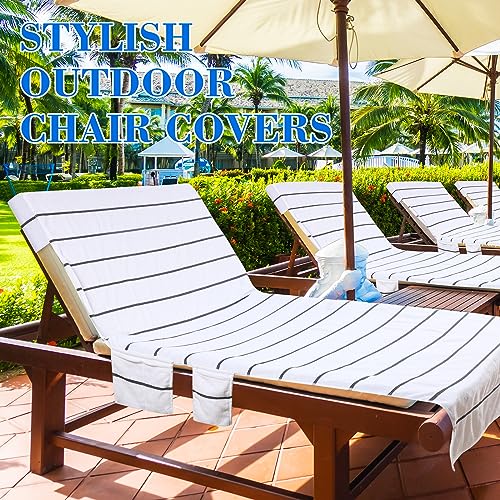 Redbaker REDBAKER-CHAIR COVERS-16 4 Pack Pool Chair Covers Towel Chaise Lounge Cushion Cover With Top And Side Pockets Cotton Oversized Beach Chair Towels thumb #5