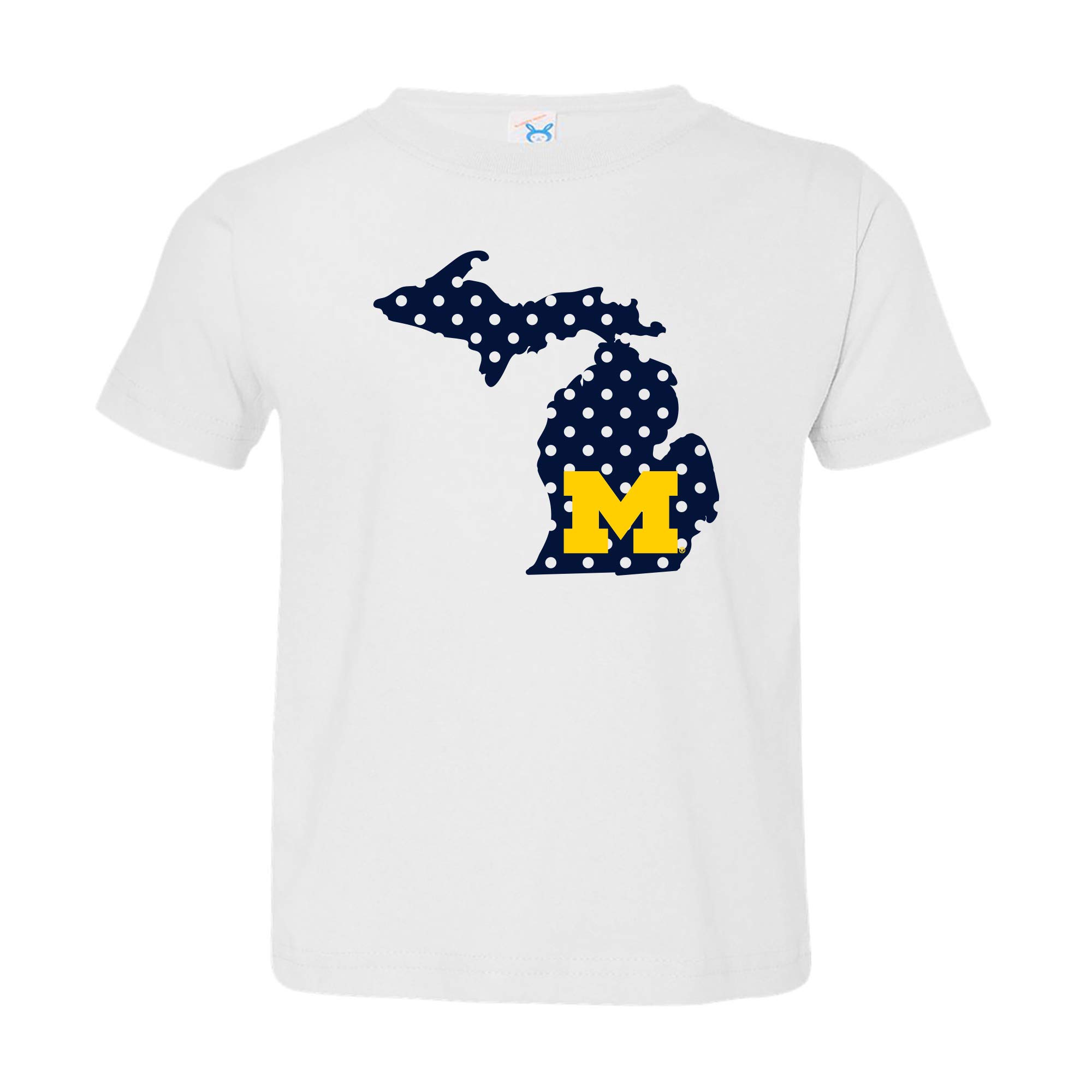 UGP Campus Apparel TS1125 - Michigan Wolverines Polka Dot State Toddler T Shirt - 4T - White
