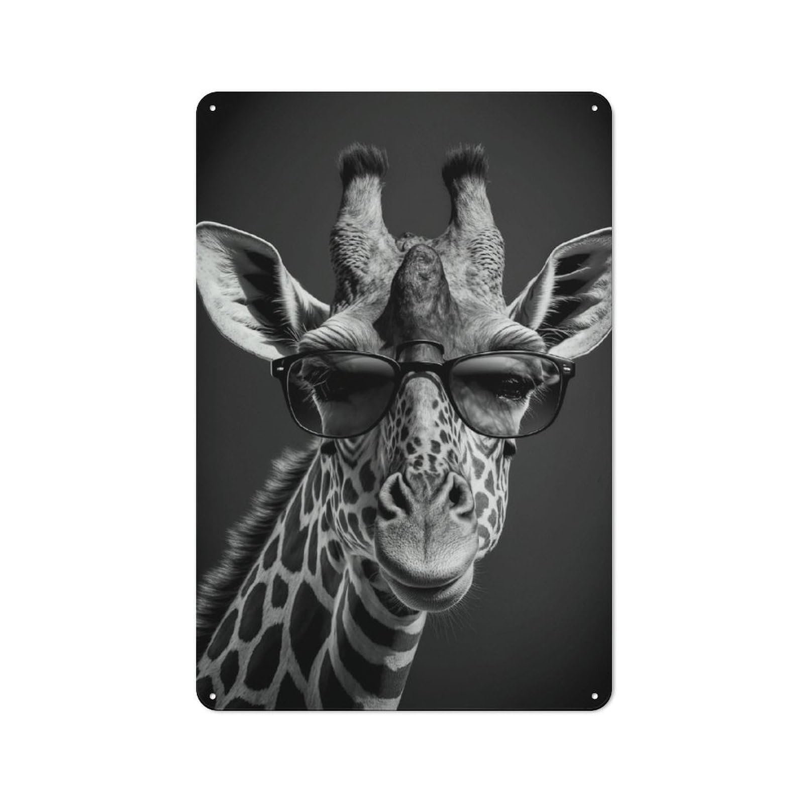 Creative Portrait of A Giraffe Metal Desk Wall Sign 30x20cm, Study Room Decor for Home Office, Reading Corner Or Bedroom