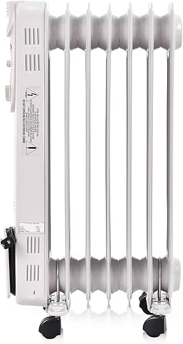 Miniatura 7 de GOFLAME Calentador de radiador lleno de aceite con ruedas, funcionamiento silencioso de 1500 W, calentador de espacio portátil para oficina en casa