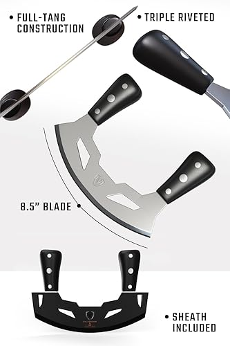 Miniatura 6 de Dalstrong Mezzaluna - Hoja de 8.5 pulgadas - Serie Gladiator - Cuchillo mecedor y picado para productos - Mango ABS negro