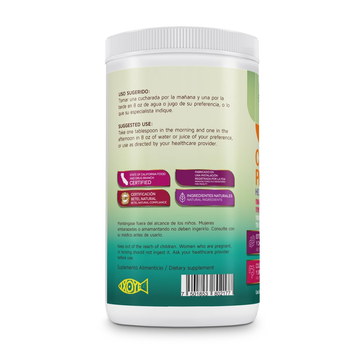 Betel Natural Colosan Plus Colon Cleanse Pineapple Flavor- Whole Psyllium Husk with Probiotics, Prebiotics, and Aloe Vera