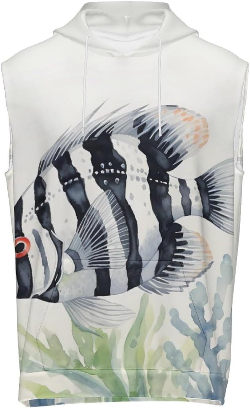 Men's Workout Hooded Tank Tops Sleeveless Muscle Gym T-Shirts