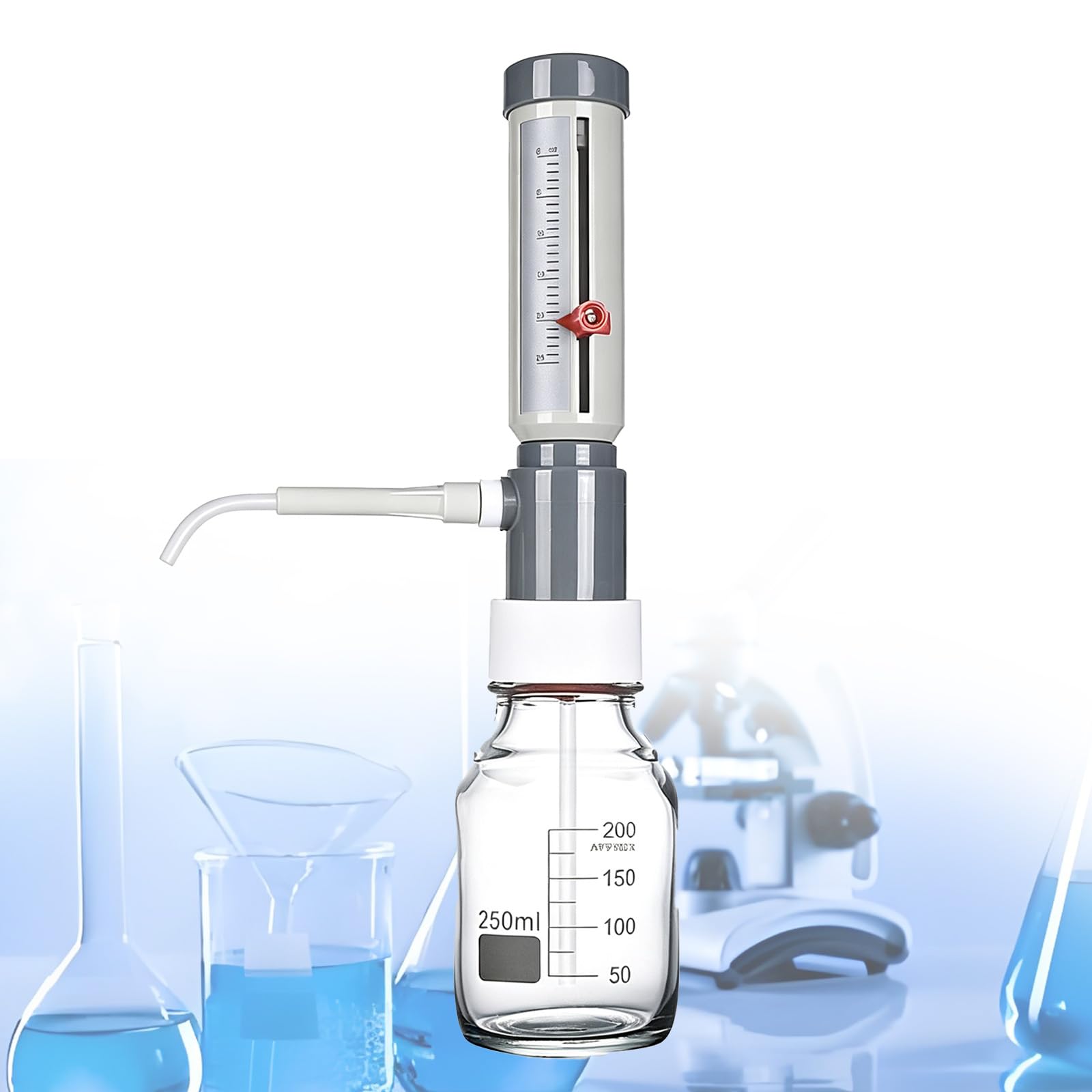 COYEUX 0–25 Ml Flaschenaufsatz-Dispenser Im Hülsen-Design, Einstellbare Laborpipetten, Mit Glasreagenzflaschen, Für Mehr Effizienz Und Präzise Dosierung, Für Säuren, Basen Und Reagenzien 250ml