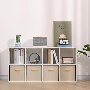 Foldable Storage Cubes Boxes with Handle for Home Organization, Fabric Wardrobe Storage Box Organizer Basket Bins for Clothes Toys Towels, Collapsible&Durable (2, Beige)