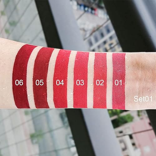 Miniatura 3 de Juego de 6 lápices labiales líquidos mate para mujeres, labiales mate, 24 horas originales mate larga duración 24, rojo profundo, original 24 horas,