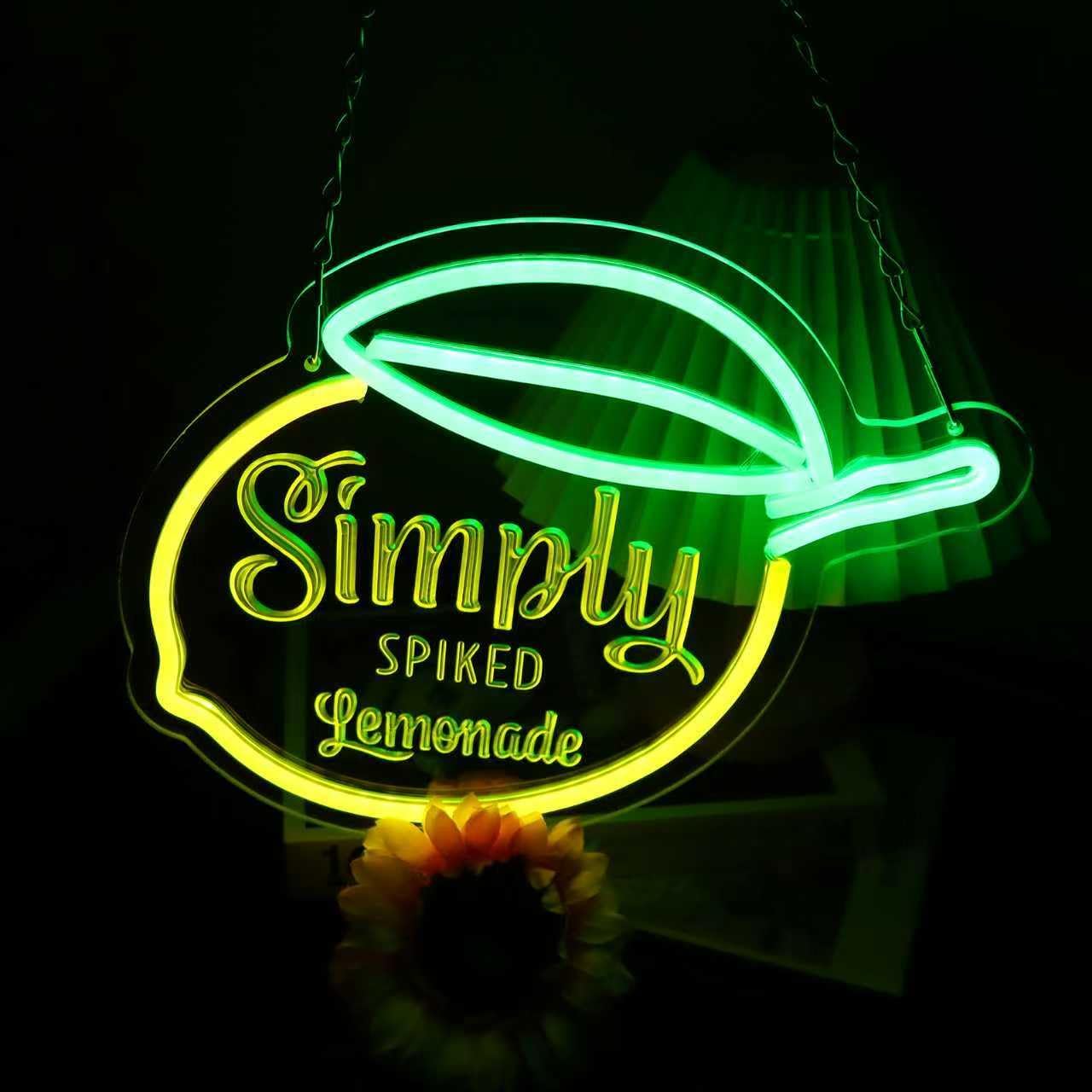 Lemonade Neon Sign for Wall Decor Simply Lemon LED Neon Light for Bedroom Juice Bar Shop Party Decor, USB Powered Light Up Sign for Home Kitchen (11.8 * 9.5inch)