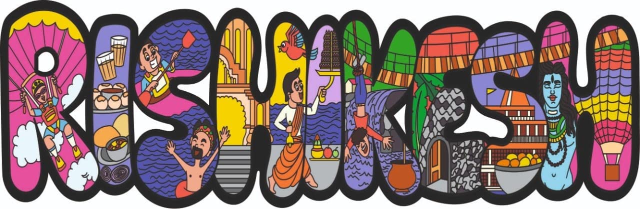 India Souvenir Wooden MDF Rishikesh Fridge Magnet (Multicolour)