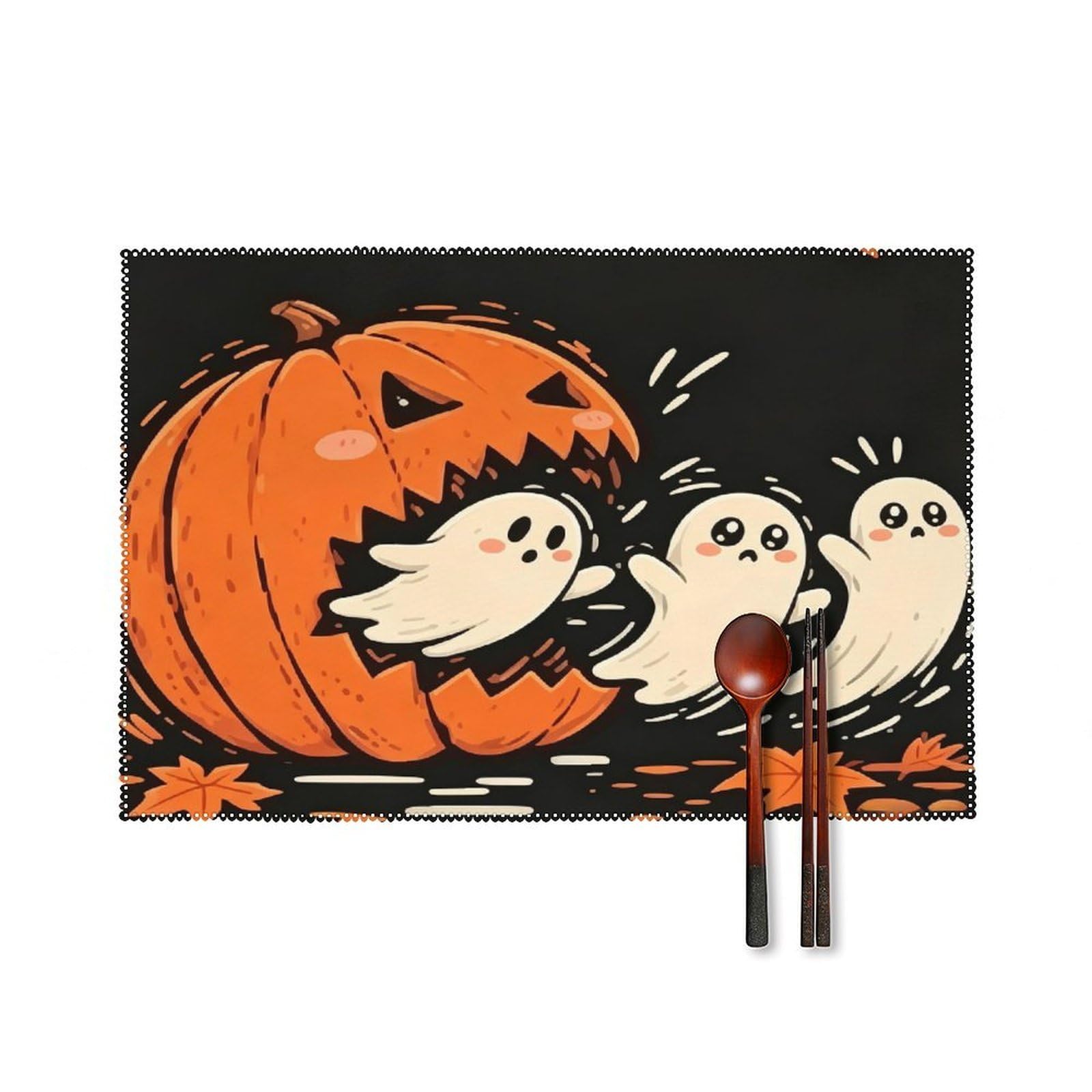 Fekiloot Style Ghost Pumpkin Placemats Set Of 6,Table Mat