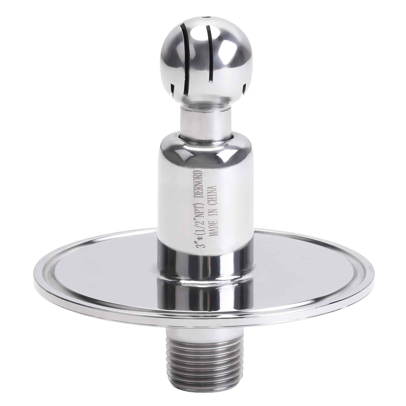 DERNORD Sanitary Rotary Spray Ball 3"TC X 1/2"MNPT CIP Tank Cleaning Ball