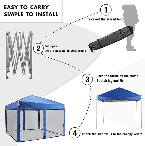 Miniatura 5 de Aoodor Tienda de campaña desplegable de 12 x 12 pies con malla, pantalla de tela Oxford 210D resistente al agua, fácil montaje, con bolsa de