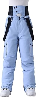 Pantalones de esquí para hombre, monocolor, resistentes al viento, invierno al aire libre, cálidos, gruesos, con doble hombro y bolsillos laterales